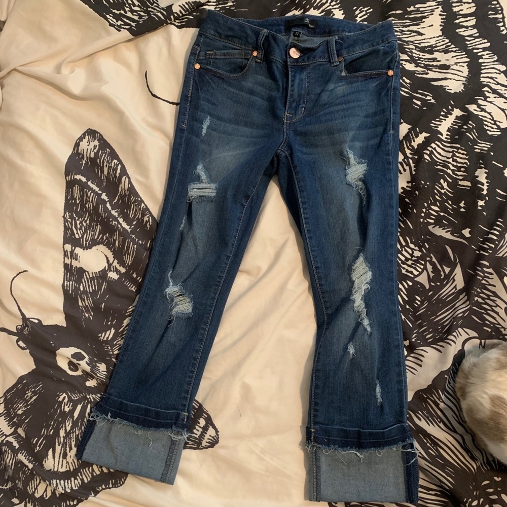 1822 Denim cropped distressed jeans with cuff